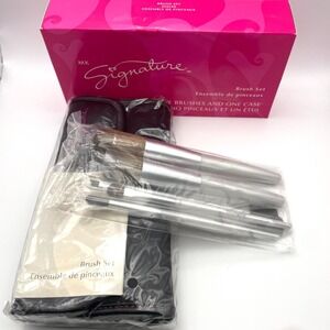 MK Mary Kay Signature Brush Set Of 5 With Case Cheek Powder Eyes Brow 499500 New